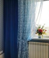 Шторы готовые с принтом в виде синих узоров